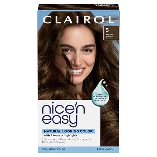 Clairol Nice'n Easy Permanent Hair Dye - 5 Medium Brown, 6.26 Fl Oz (Pack of 1) | 100% Gray Coverage thumbnail 1