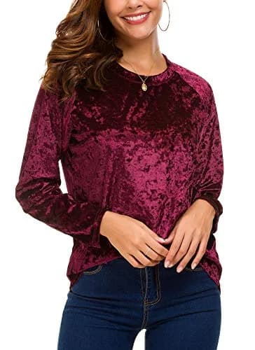 Urban CoCo Vintage Velvet T-Shirt Large | Casual Long Sleeve Top with Retro Elegance thumbnail 5