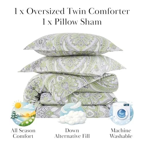 Southshore Fine Living, Inc. Oversized Twin Extra Long Comforter Set | Green Comforters, Microfiber, 69" x 98" thumbnail 2