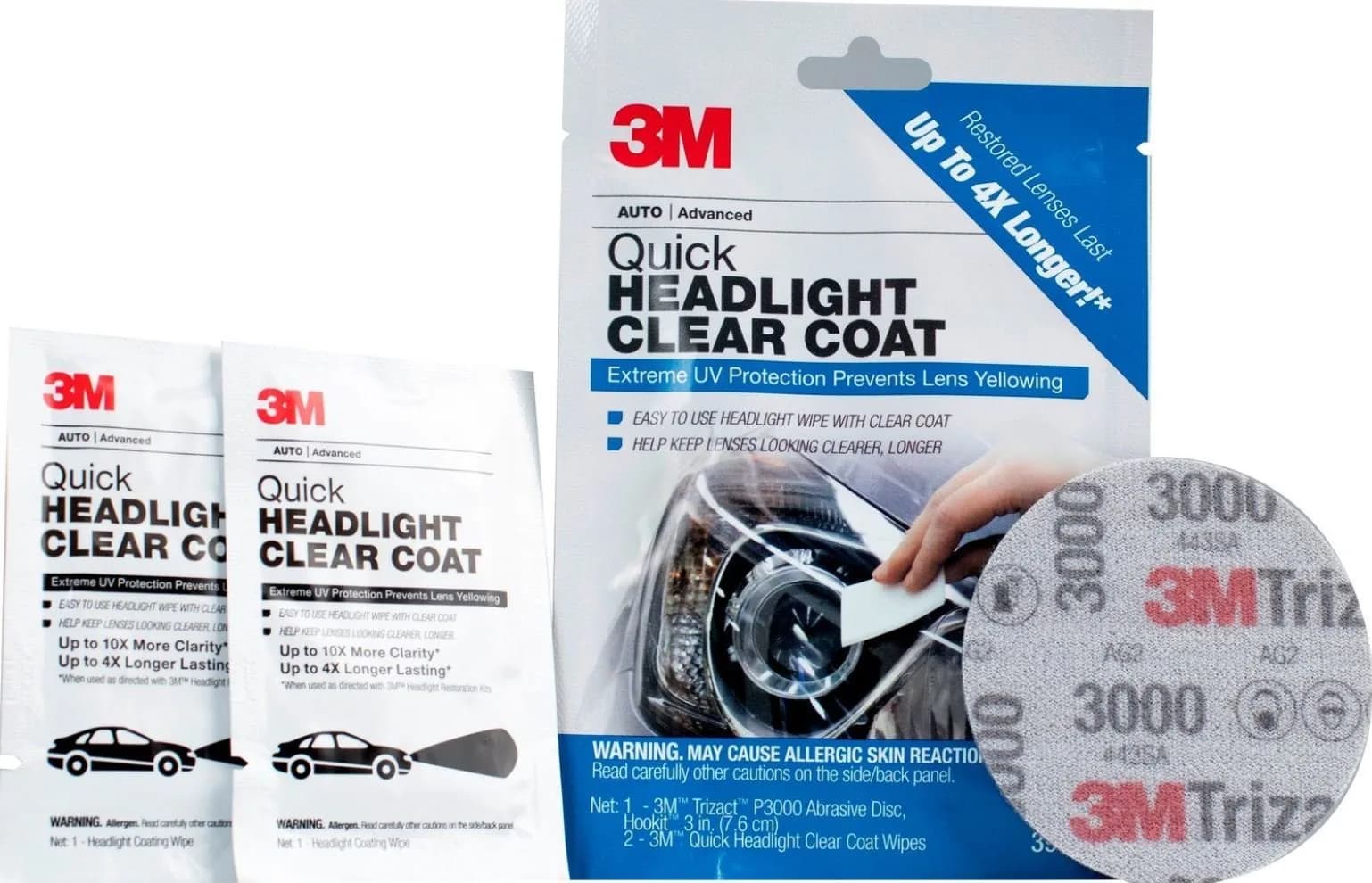 3M Quick Headlight Renewal Kit - No Tools Required, Hand Application for Light Haziness & Yellowing - view 2