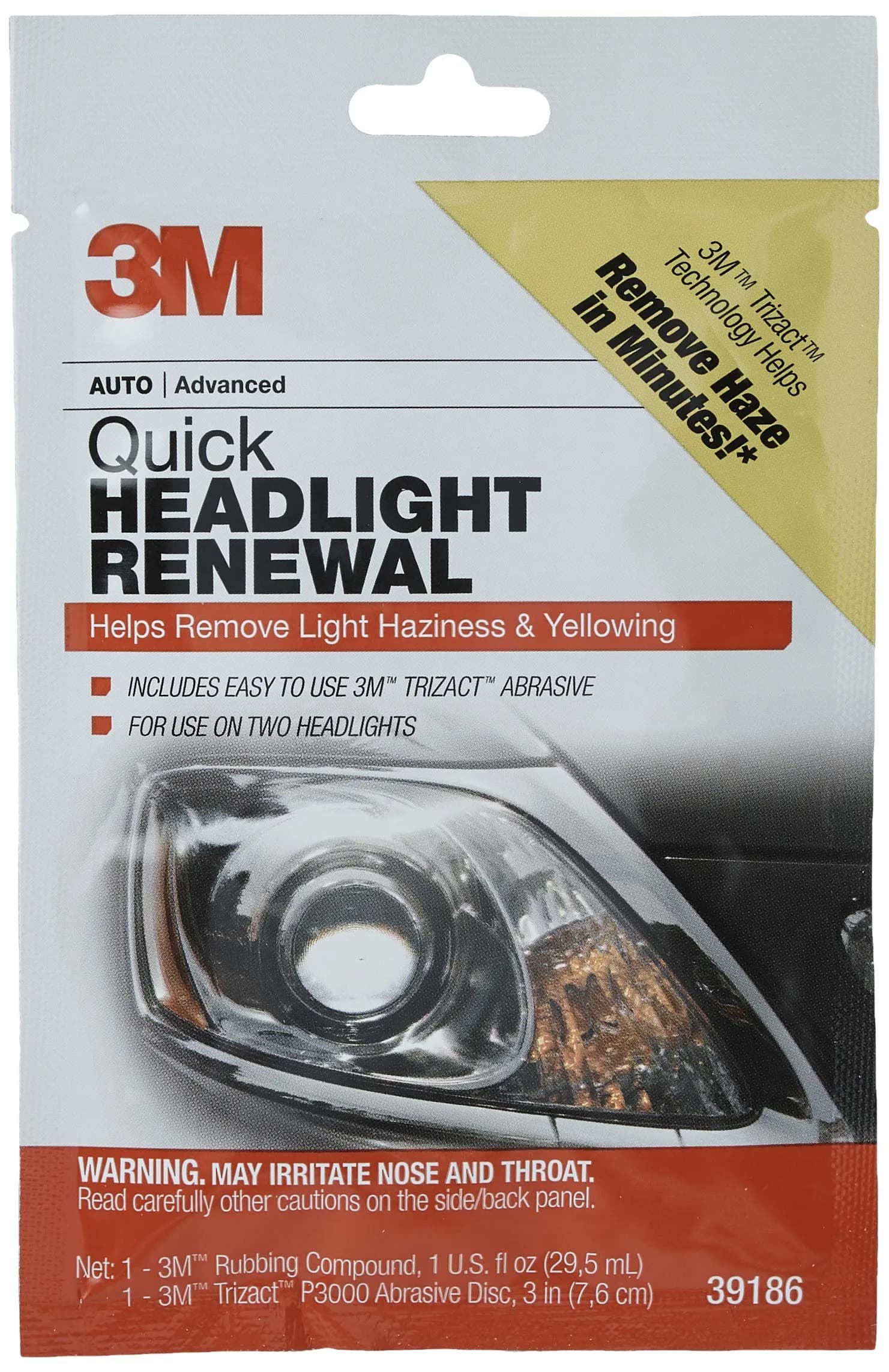 3M Quick and Easy Headlight Restoration Kit, 2 Wipes & 2 Discs | Restores Clarity in 15 Minutes — Quick Renewal, No Tools Required