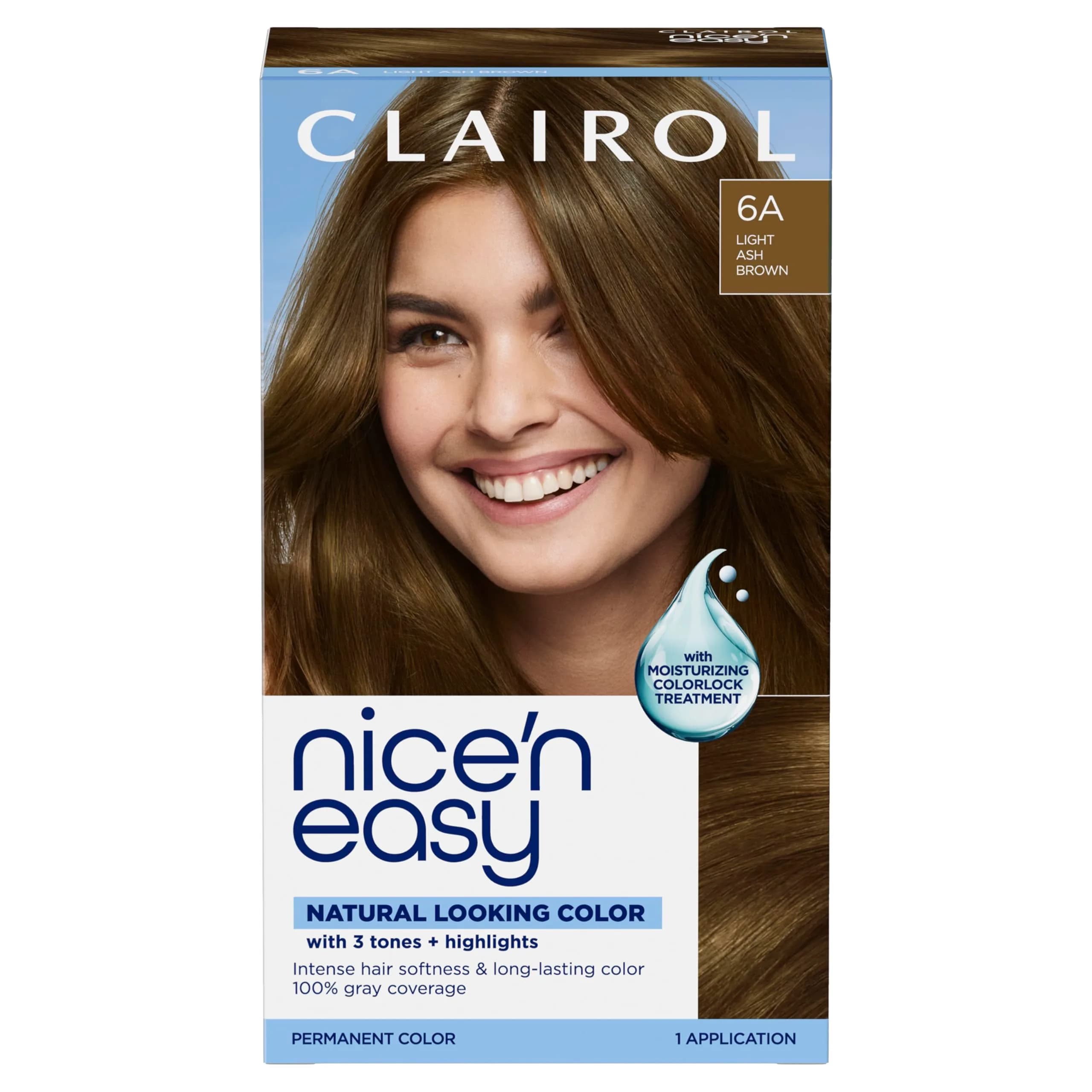 Clairol Nice'n Easy Permanent Hair Dye 6A Light Ash Brown, 6.26 Fl Oz (Pack of 1) | 100% Gray Coverage - main product image