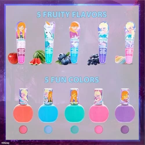 Townley Girl Disney Frozen Kids Lip Gloss & Nail Polish Set Age 3+ | Safe, Water-Based, Non-Toxic thumbnail 5