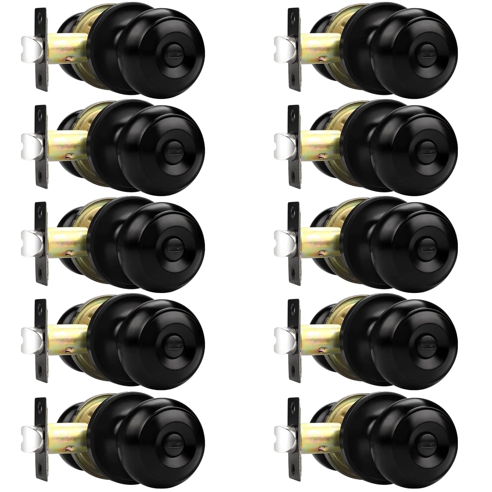 Probrico Black Door Knobs Privacy Interior Door Knob 10 Pack | ANSI Grade 3, Exceeds 200,000 Cycles