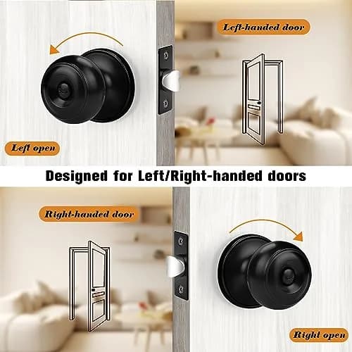 Probrico Black Door Knobs Privacy Interior Door Knob 10 Pack | ANSI Grade 3, Exceeds 200,000 Cycles thumbnail 5