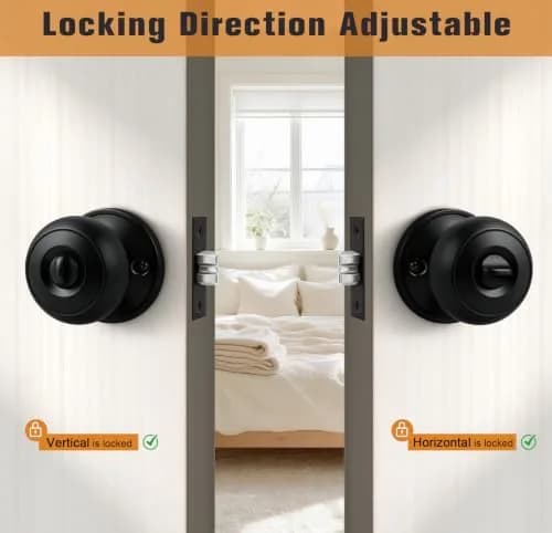 Probrico Black Door Knobs Privacy Interior Door Knob 10 Pack | ANSI Grade 3, Exceeds 200,000 Cycles thumbnail 6