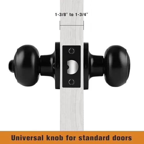 Probrico Black Door Knobs Privacy Interior Door Knob 10 Pack | ANSI Grade 3, Exceeds 200,000 Cycles thumbnail 9