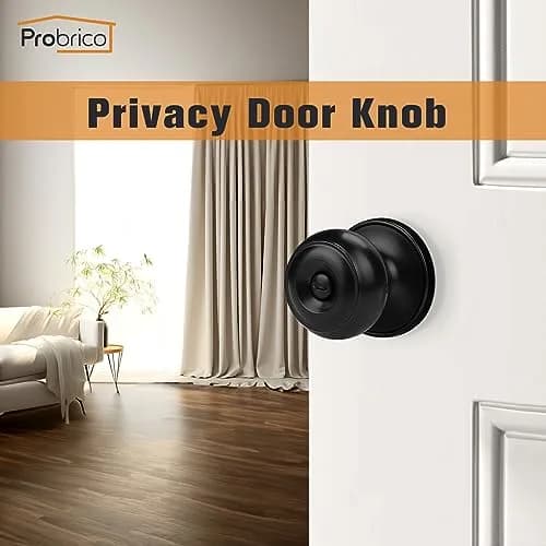 Probrico Black Door Knobs Privacy Interior Door Knob 10 Pack | ANSI Grade 3, Exceeds 200,000 Cycles thumbnail 2