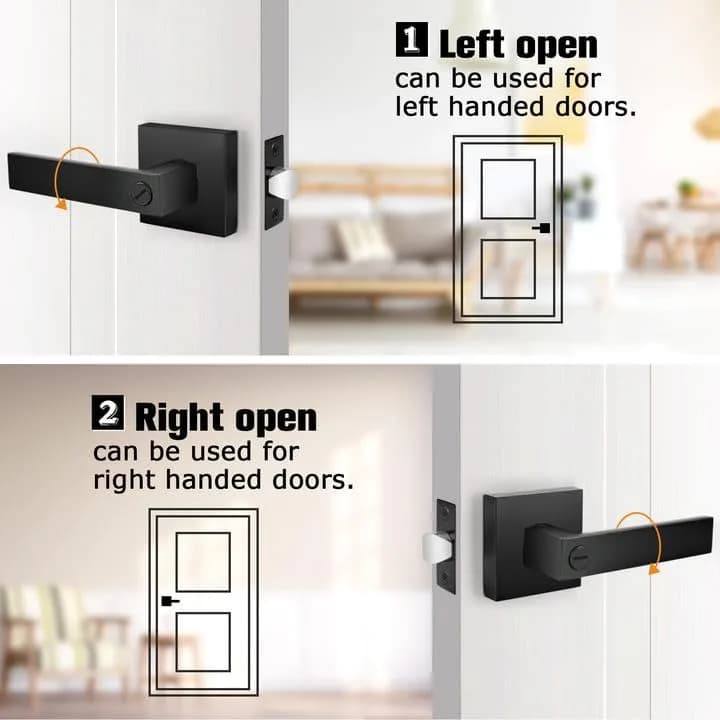 Probrico Interior Privacy Door Handles, Matte Black Square Locking Levers for Bedroom/Bathroom, Heavy Duty Zinc Alloy, 6 Pack thumbnail 11