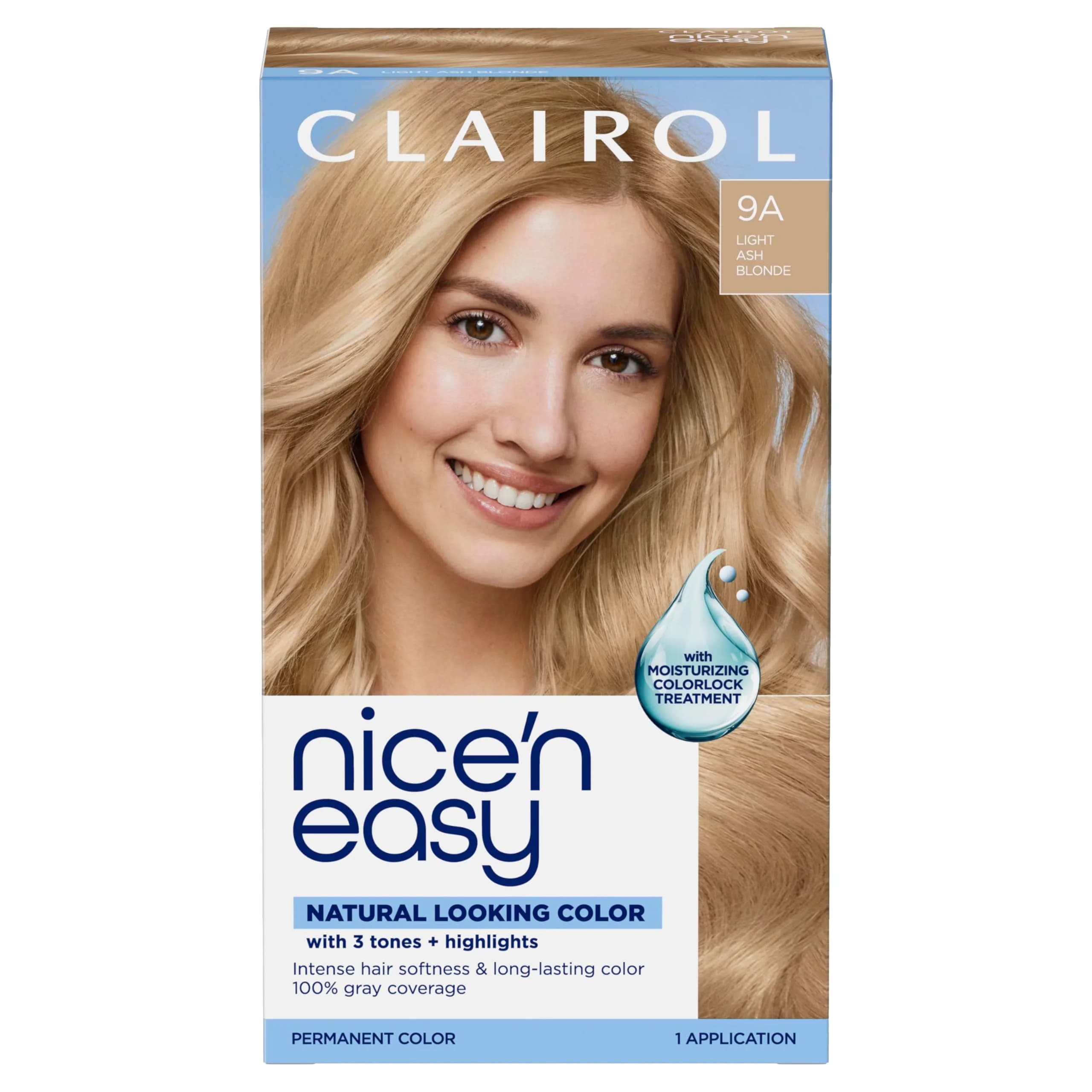 Clairol Nice'n Easy Permanent Hair Dye 9A Light Ash Blonde, Single Pack | Rich Colour & Shine - main product image