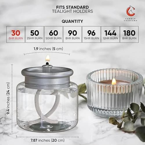 Candle Charisma Liquid Candle 60 pcs | 8 Hour Burn Time, Dripless & Smokeless, Clean Burning Fuel thumbnail 2