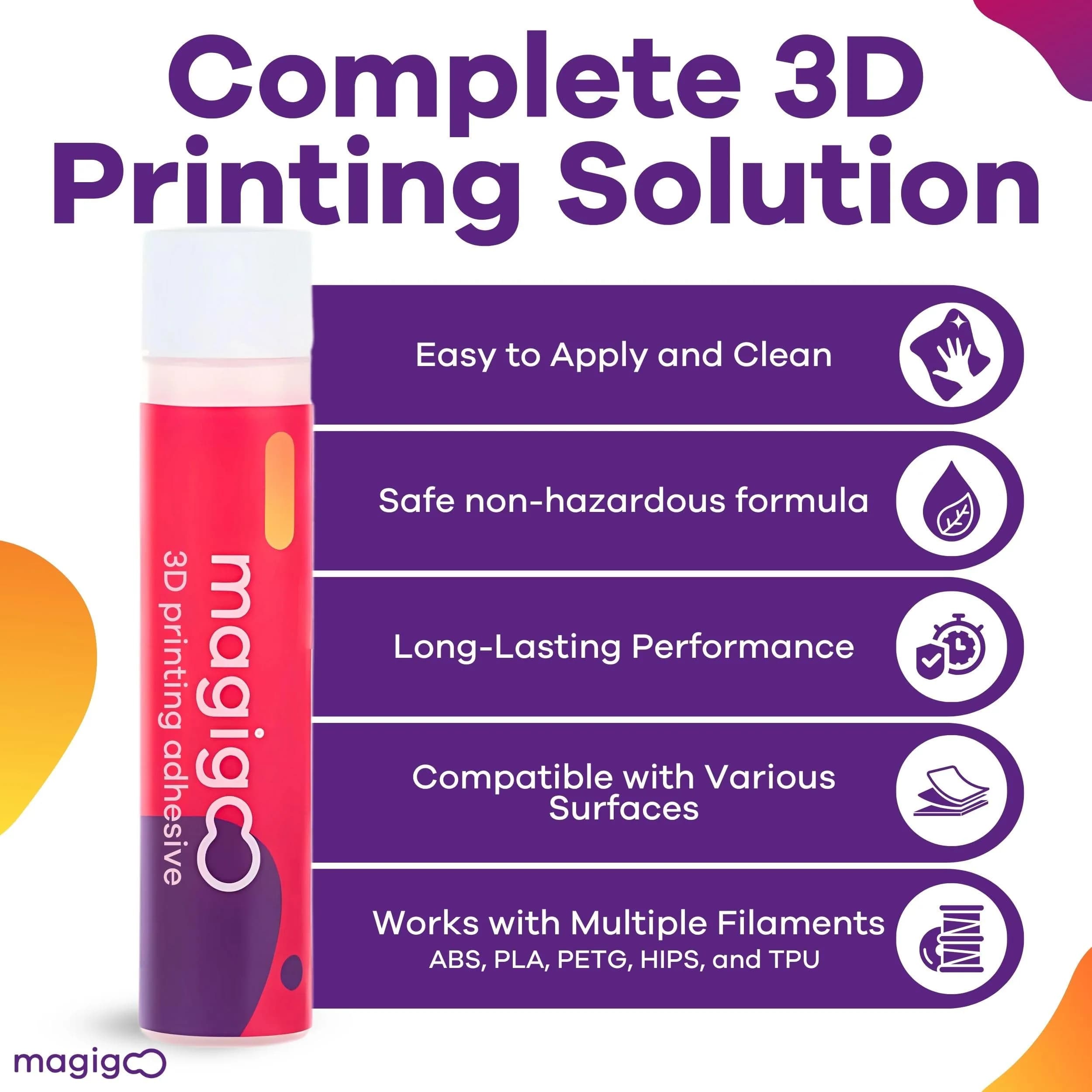 Magigoo 3D Printer Adhesive Glue 120 mL (4 Fl Oz) | Reduces Warping for ABS, PLA, PETG, HIPS, ASA, TPU - view 2