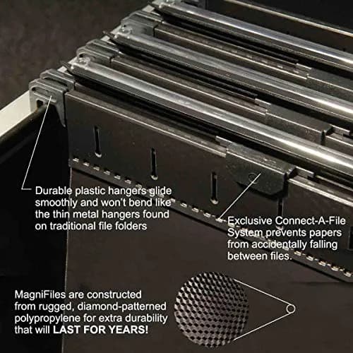 Ultimate Office MagniFile V-Bottom Hanging File Folders, Set of 5 Black | Durable Polypropylene for Active Filing thumbnail 4