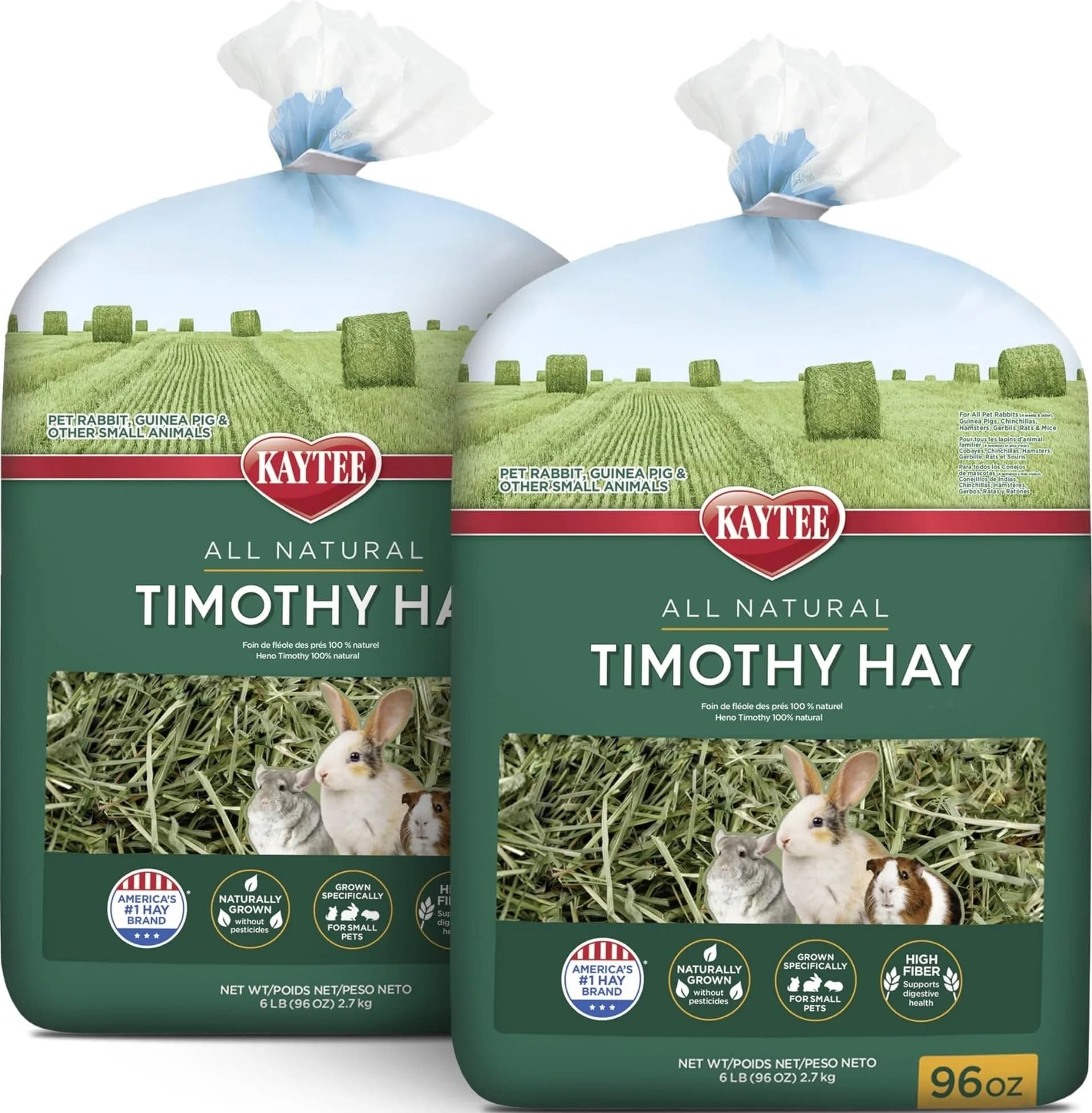 Kaytee Timothy Hay for Rabbits, Guinea Pigs, Chinchillas & Small Animals, 6 lb (2.72 kg) | High Fiber Digestive Support — 12 Pound
