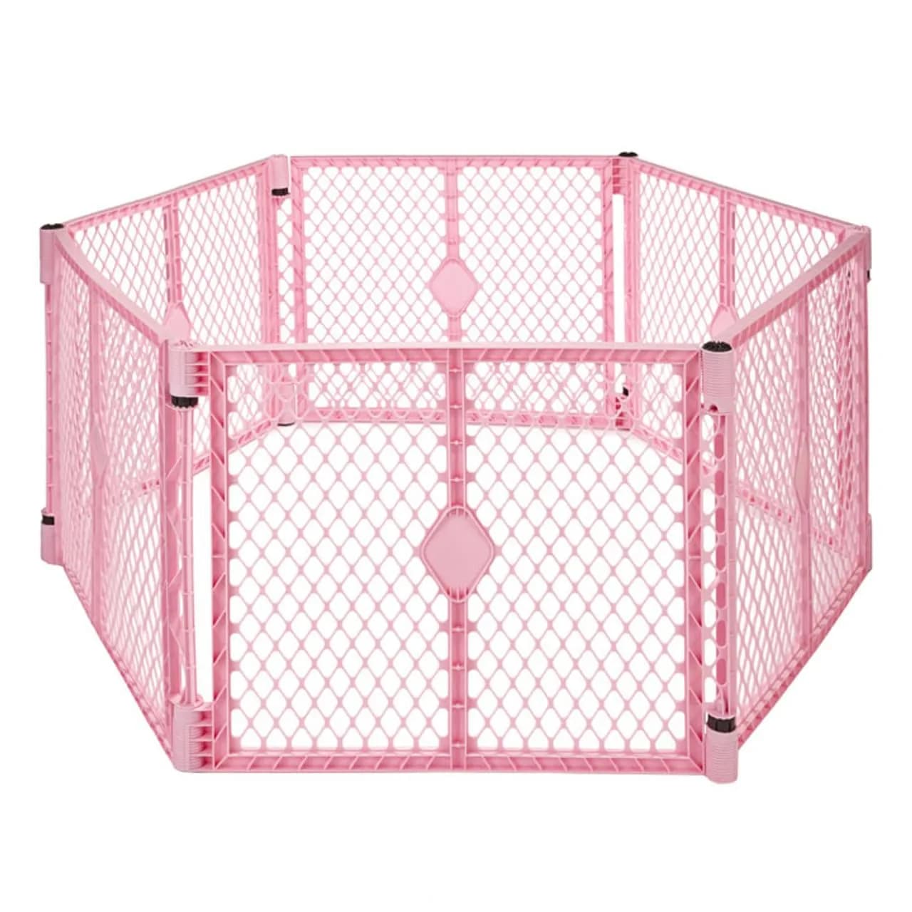 Toddleroo Superyard 6-Panel Baby Playard 18.5 SqFt Pink | Portable Indoor/Outdoor Safety Fence