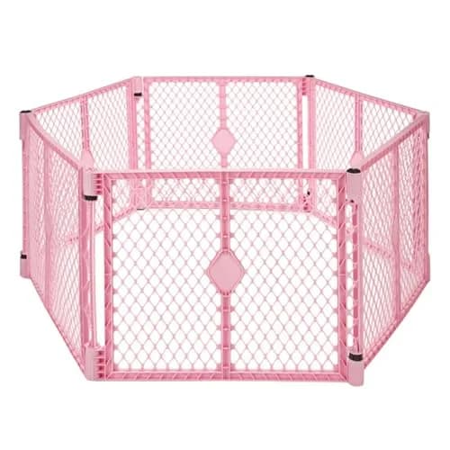 Toddleroo Superyard 6-Panel Baby Playard 18.5 SqFt Pink | Portable Indoor/Outdoor Safety Fence thumbnail 1