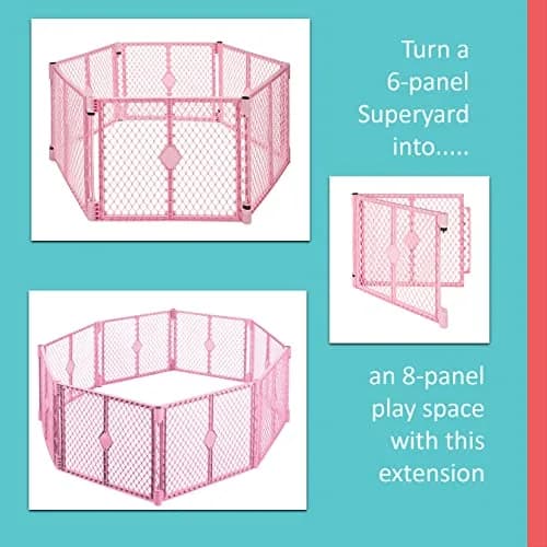 Toddleroo Superyard 6-Panel Baby Playard 18.5 SqFt Pink | Portable Indoor/Outdoor Safety Fence thumbnail 6