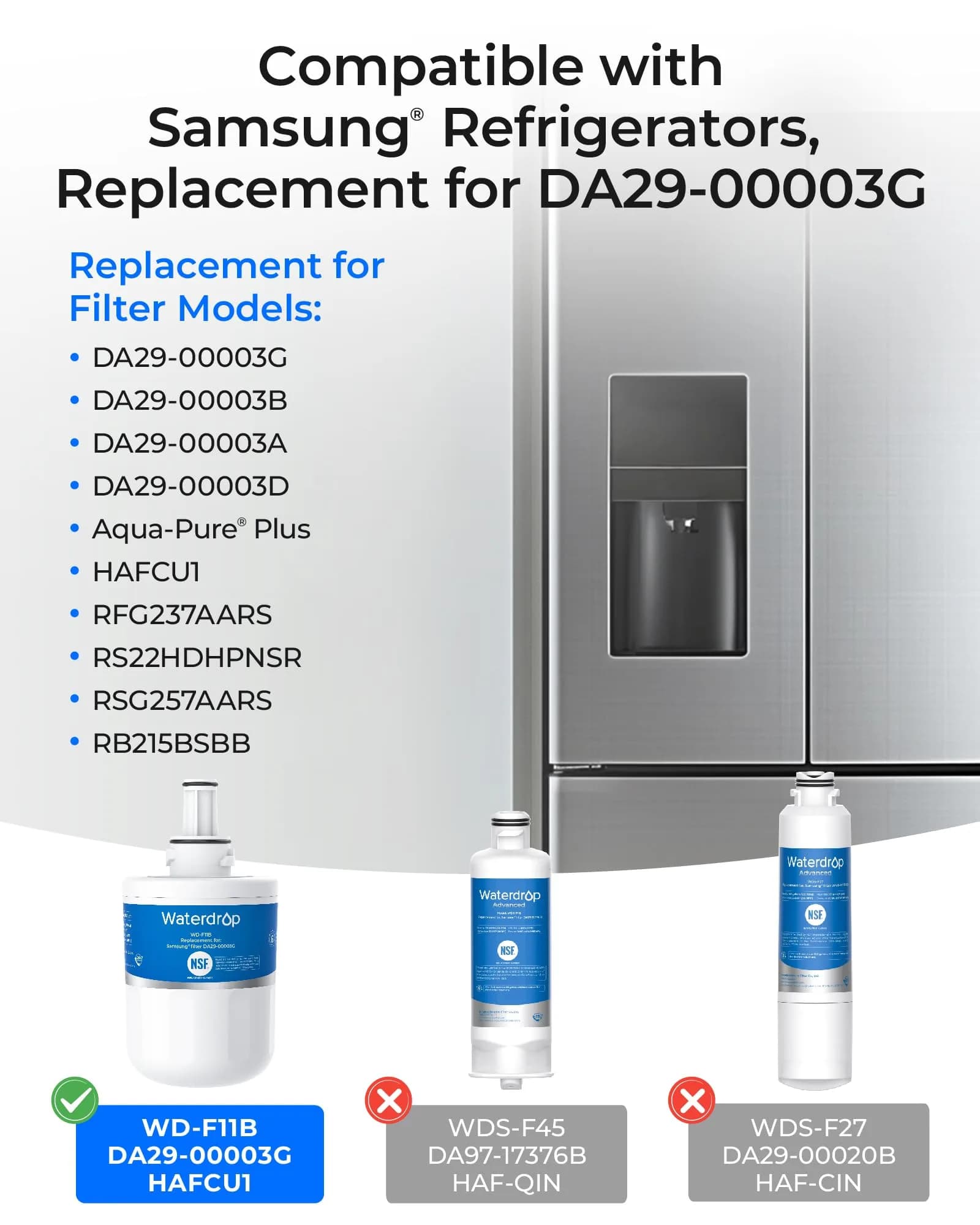 Waterdrop WD-F11B Water Filter 300 Gallons (1 Count) | NSF Certified for Chlorine, Taste & Odor Reduction - view 2
