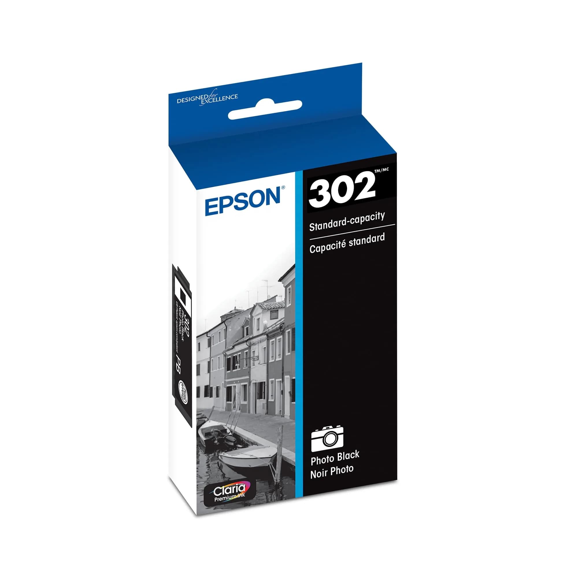 Epson 302 Claria Premium Ink Cartridge (T302120-S) Standard Capacity Photo Black | Sharp Photos & Text - main product image