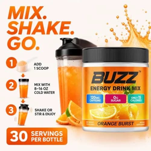 Morning Buzz Sugar Free Nutritional Supplement 8oz | Orange Burst Flavor for Energy & Focus thumbnail 4