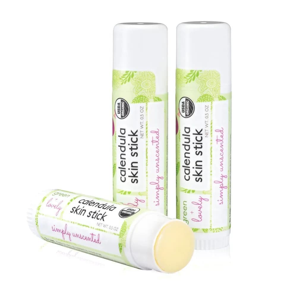 Green + Lovely Calendula Skin Stick Organic Lotion Balm 1 oz (2 Tube Set) | Certified Organic Moisturizing Balm for Sensitive Skin - view 2
