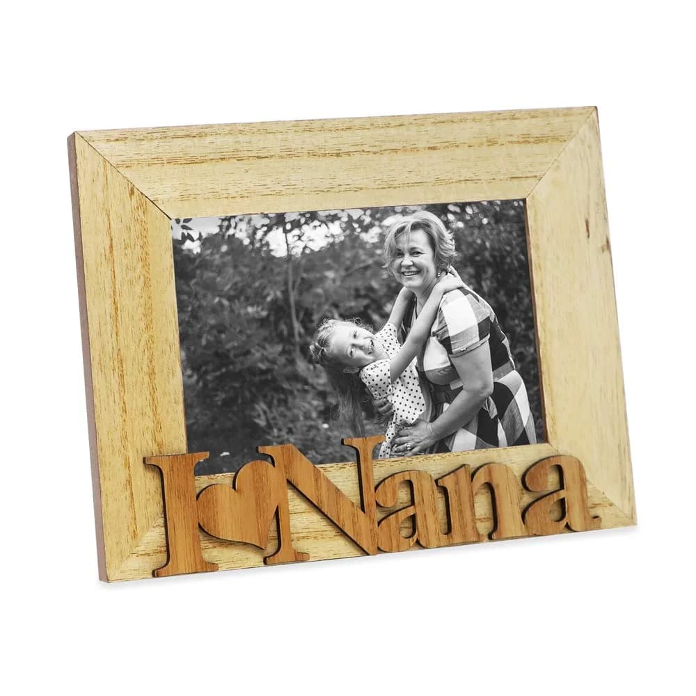 Isaac Jacobs 4x6 Natural Wood Sentiments “I Love Nana Picture Frame | Elegant Wall & Tabletop Decor