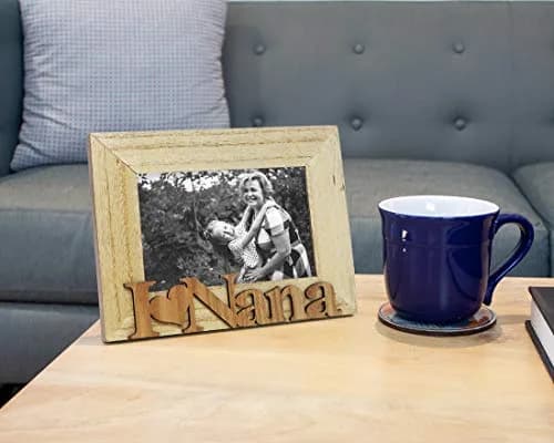 Isaac Jacobs 4x6 Natural Wood Sentiments “I Love Nana Picture Frame | Elegant Wall & Tabletop Decor thumbnail 3