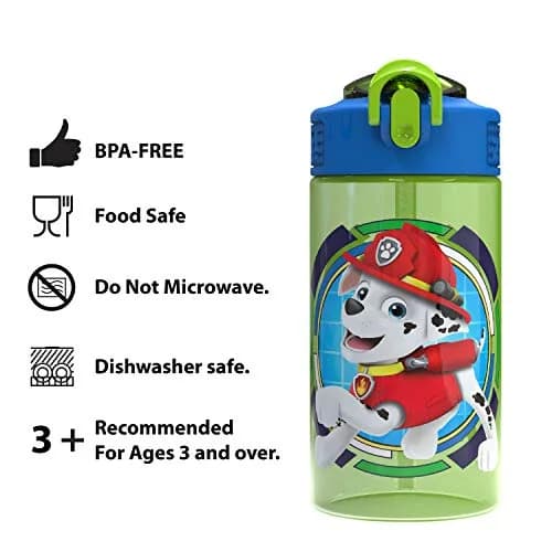 Zak Designs Paw Patrol 16oz (473ml) Leak-Proof Straw Kids Water Bottle | BPA-Free Plastic for Ages 3+ thumbnail 5