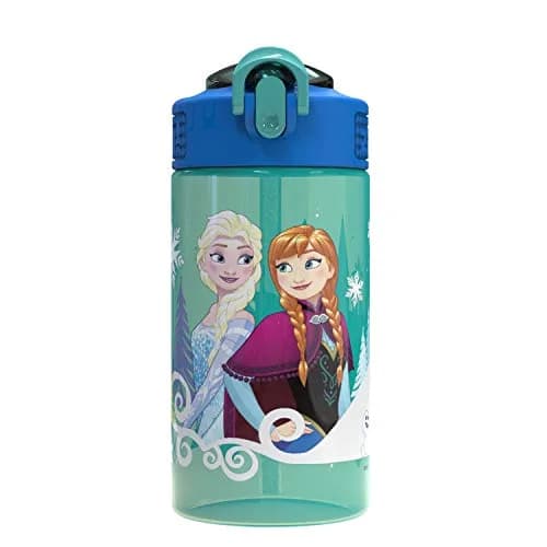 Zak Designs Disney Frozen 16oz (473ml) Leak-Proof Straw Kids Water Bottle | BPA-Free Plastic thumbnail 1