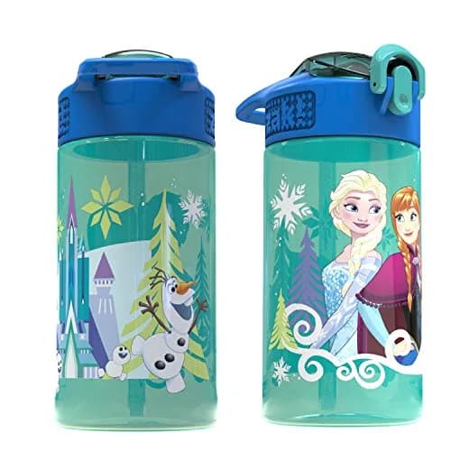 Zak Designs Disney Frozen 16oz (473ml) Leak-Proof Straw Kids Water Bottle | BPA-Free Plastic thumbnail 8