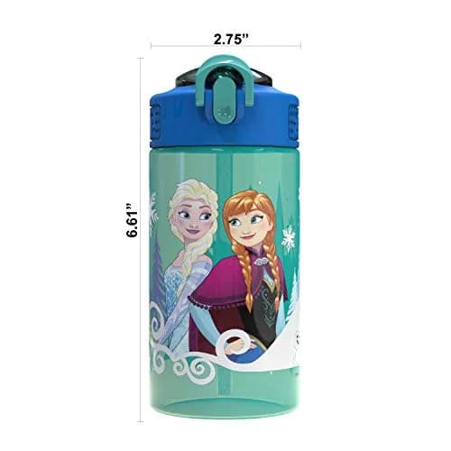 Zak Designs Disney Frozen 16oz (473ml) Leak-Proof Straw Kids Water Bottle | BPA-Free Plastic thumbnail 3