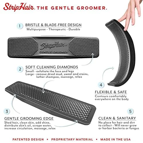 StripHair Gentle Groomer Horse Brush Shedding Massage | Made in USA for Horses & Dogs thumbnail 3