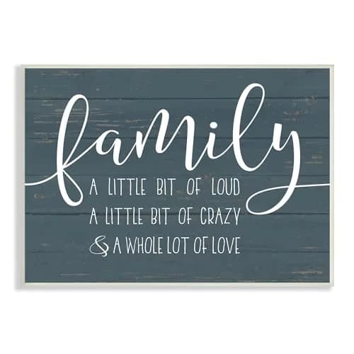 Stupell Industries 'Family Loud Crazy Love' Wall Plaque Art 48cm x 33cm (19" x 13") | Rustic Wood MDF thumbnail 1