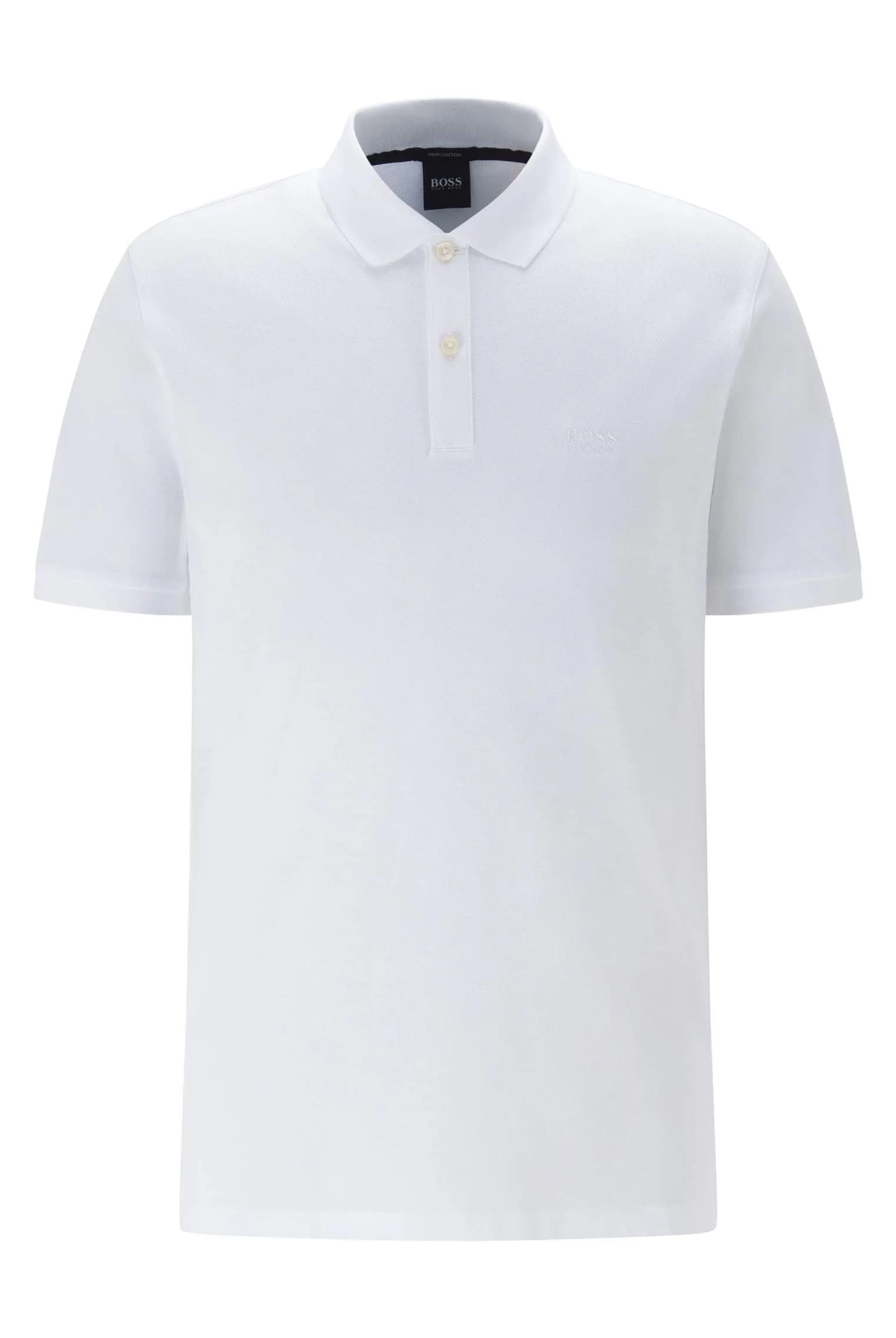 BOSS Pallas Polo Shirt, Dark Blue, XXL | Classic Regular Fit, Cotton, Short Sleeve — White / Medium