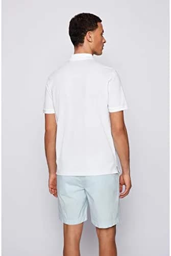 Boss Pallas Short Sleeve Polo Shirt | Classic White Cotton, Regular Fit, Short Sleeve thumbnail 4