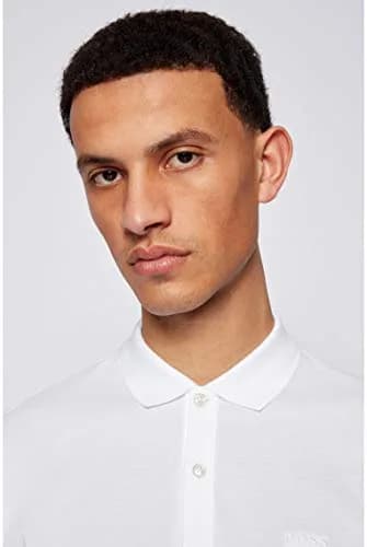 Boss Pallas Short Sleeve Polo Shirt | Classic White Cotton, Regular Fit, Short Sleeve thumbnail 6