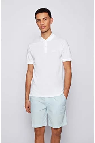 Boss Pallas Short Sleeve Polo Shirt | Classic White Cotton, Regular Fit, Short Sleeve thumbnail 3