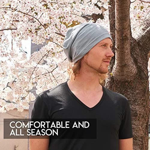 CHARM Cotton Summer Beanie for Men & Women Light Gray | Breathable, Soft, Unisex Headwear thumbnail 2