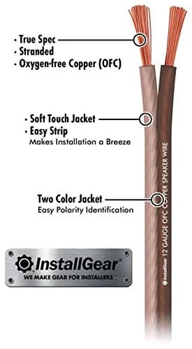 InstallGear 12 Gauge Speaker Wire 30ft | Copper, Brown, OFC, Round, 12 AWG, 30 Feet thumbnail 2