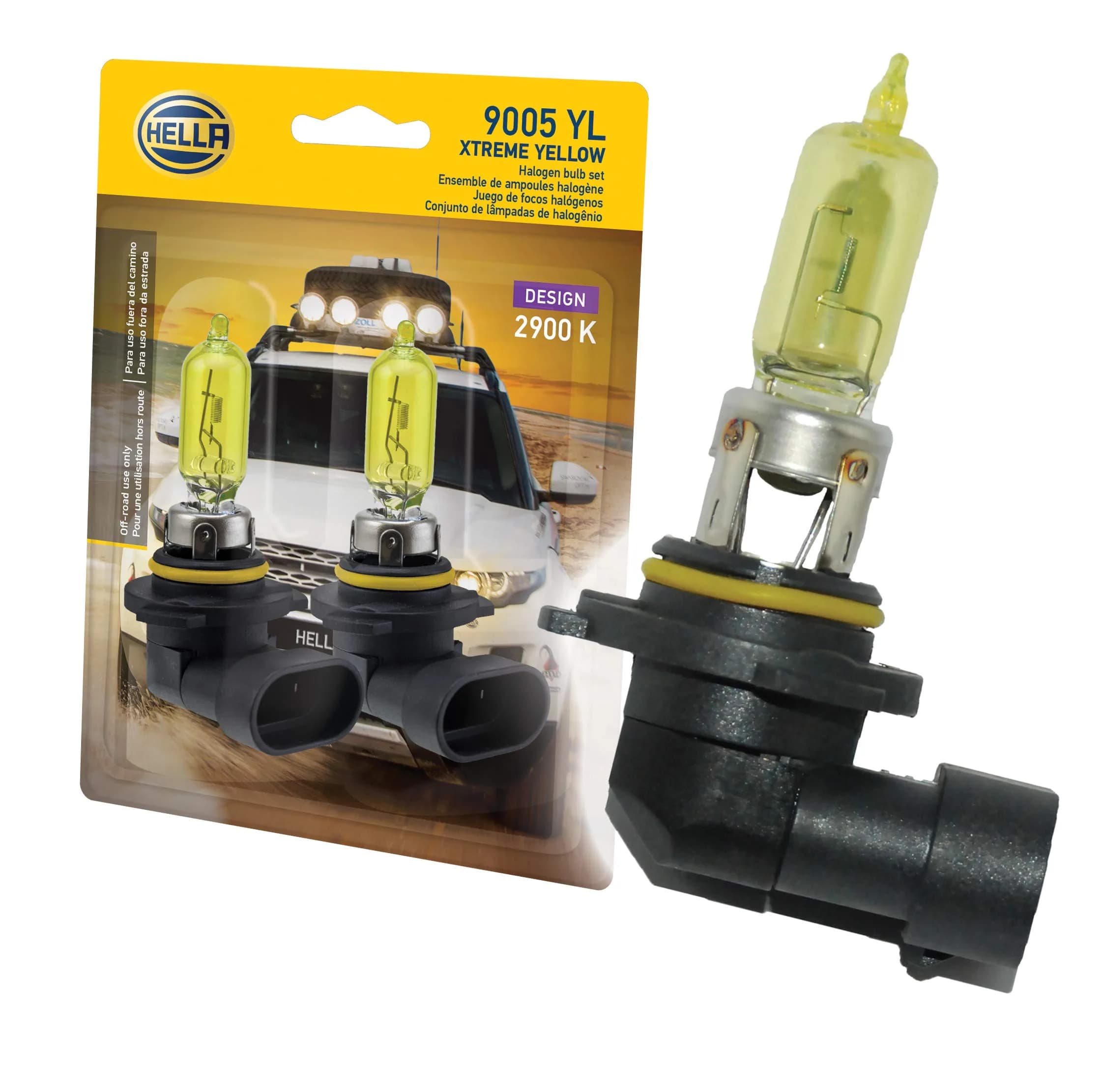 Hella Optilux XY Series Xenon Yellow HB3 9005 Halogen Bulbs, 12V 65W, 2 Pack thumbnail 1