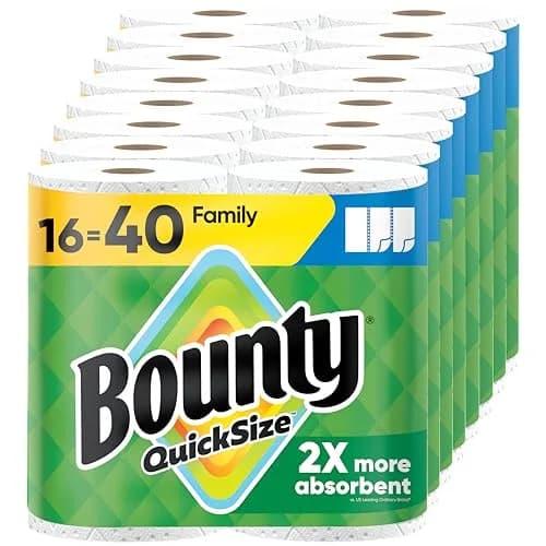 Bounty Quick-Size Paper Towels, White, 12 Family Triple Rolls (40 Regular Rolls Equivalent) thumbnail 1