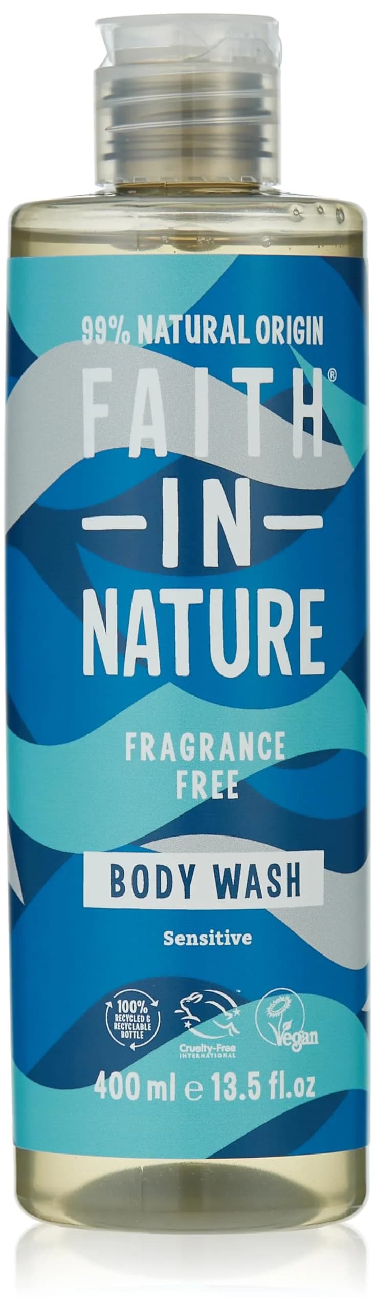 Faith in Nature Fragrance Free Shower Gel & Foam Bath 400ml (13.52 Fl Oz) | Hypoallergenic Gentle Cleanse - main product image