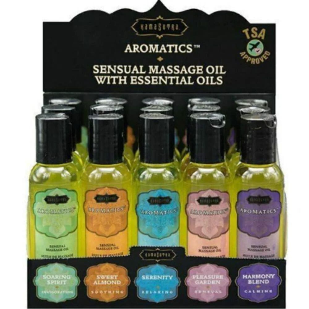 KAMA SUTRA Aromatic Massage Oil Display, 15 Count | Deep Relaxation & Silky Skin (70-120 chars) — Oil