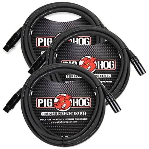Pig Hog PHM10 Tour Grade XLR Microphone Cable 3m (10ft) 3-Pack | Balanced Audio for Stage & Studio thumbnail 1