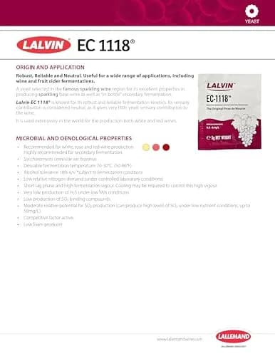 Lalvin EC-1118 Champagne Yeast 5g Sachet | Suitable for Sparkling & Late Harvest Wines thumbnail 8