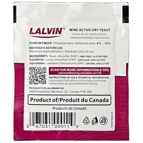 Lalvin EC-1118 Champagne Yeast 5g Sachet | Suitable for Sparkling & Late Harvest Wines thumbnail 2