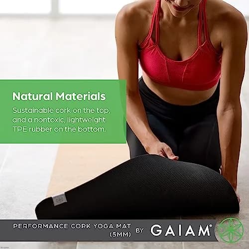 Gaiam Cork Yoga Mat, Natural Non-Slip Exercise & Fitness Mat for Hot Yoga | Eco-Friendly & Durable thumbnail 2