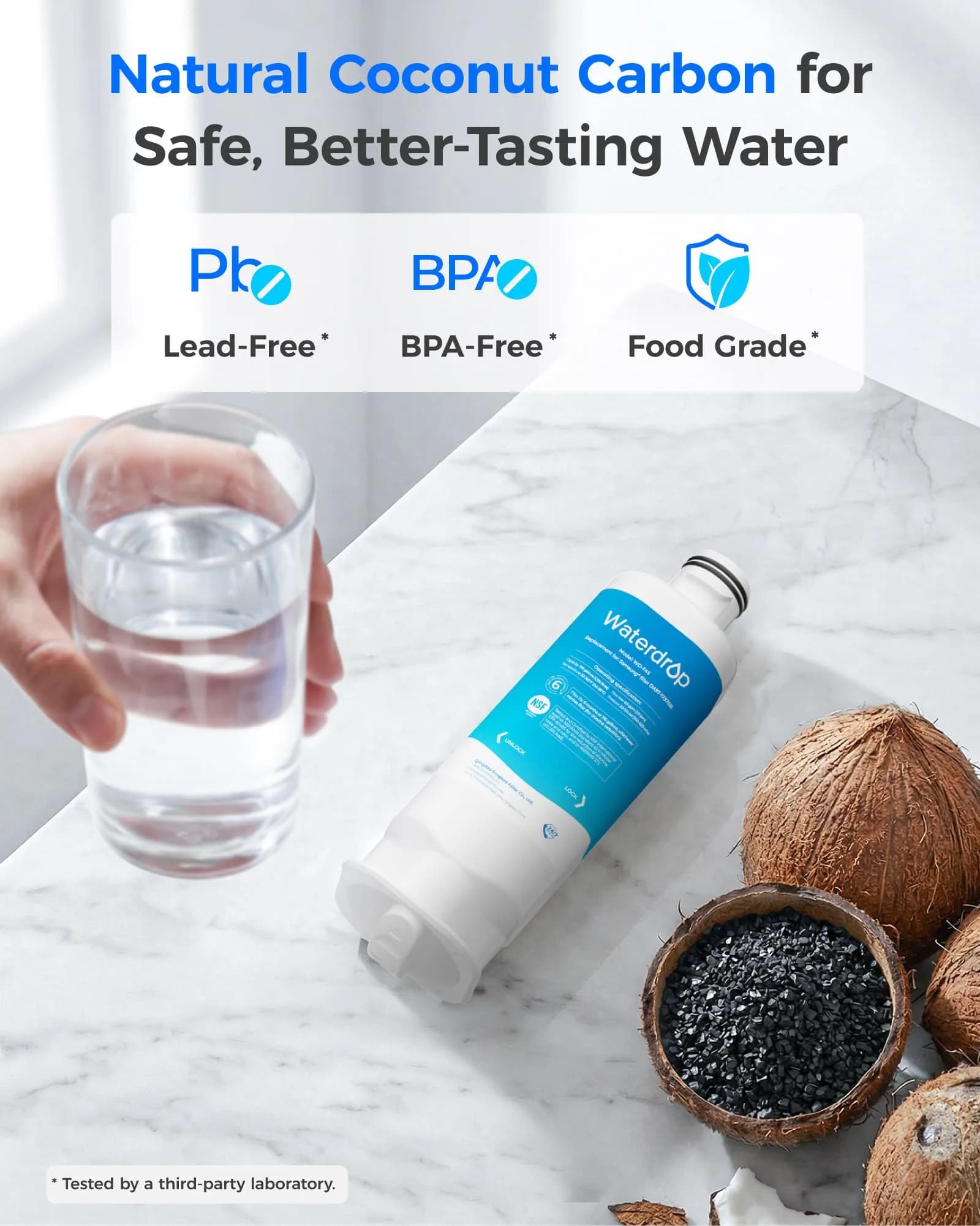 Waterdrop WD-F45 Water Filter Replacement for Samsung DA97-17376B, 3 Pack | NSF/ANSI Certified for Purity - view 4