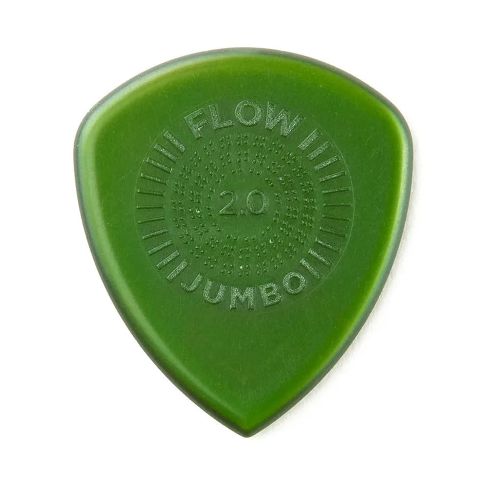Jim Dunlop Flow Jumbo Grip Pick 2.0mm (12 Pack) | Smooth String Release & Rich Tone — Green
