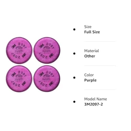 3M 2097 P100 Particulate Filter with Organic Vapor Relief | 2 Pairs (4 Filters) for Safety & Protection thumbnail 2